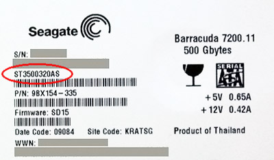 Récupération de données depuis les disques durs Seagate / Maxtor: étiquette de disque dur (HDD)